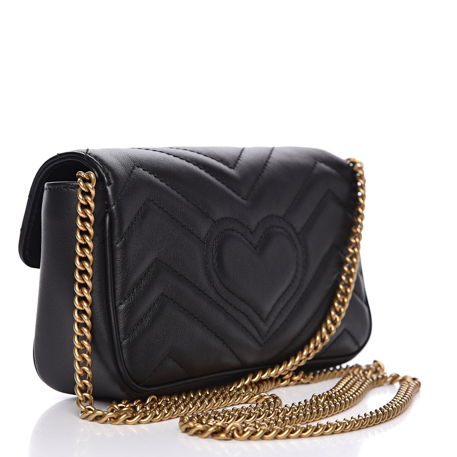 Gucci Calfskin Matelasse Super Mini GG Marmont Shoulder Bag Black 3 of 12