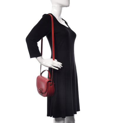 Chanel Shiny Calfskin Goatskin Quilted Small Coco Curve Messenger Flap Red 2 of 11