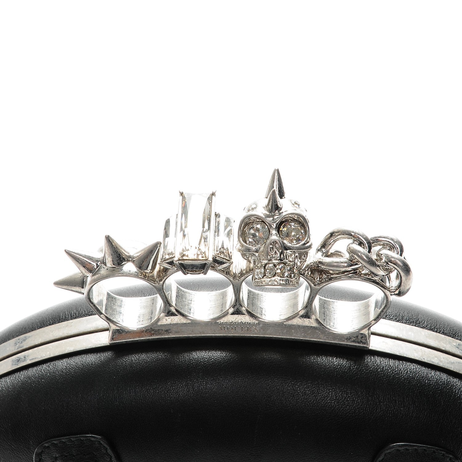 Alexander McQueen Nappa Skull Knuckle Oval Box Clutch Black 10 of 12