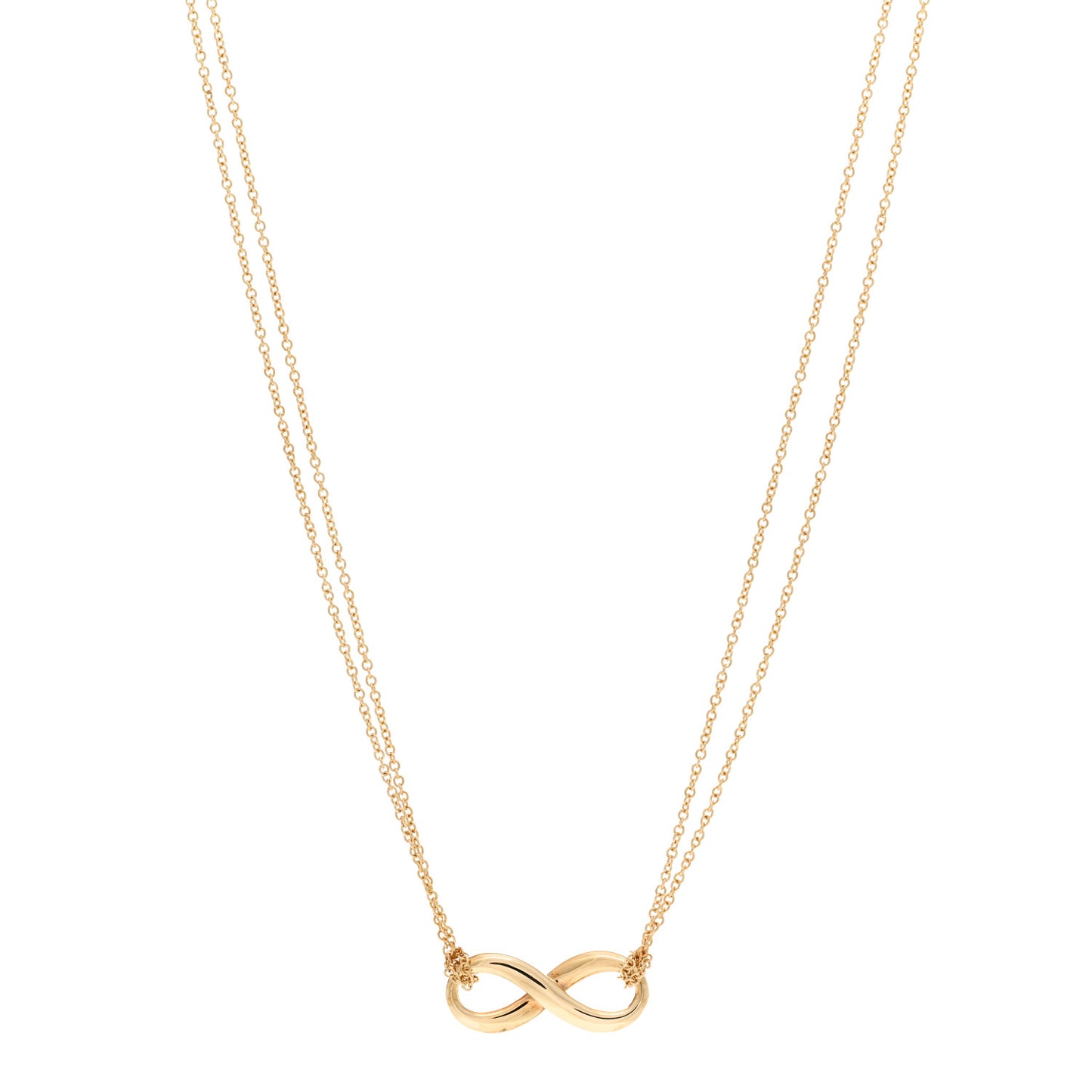 18K Yellow Gold Infinity Double Chain Pendant Necklace