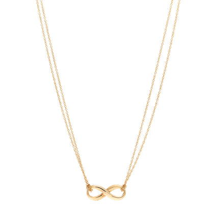 Tiffany 18K Yellow Gold Infinity Double Chain Pendant Necklace 1 of 4