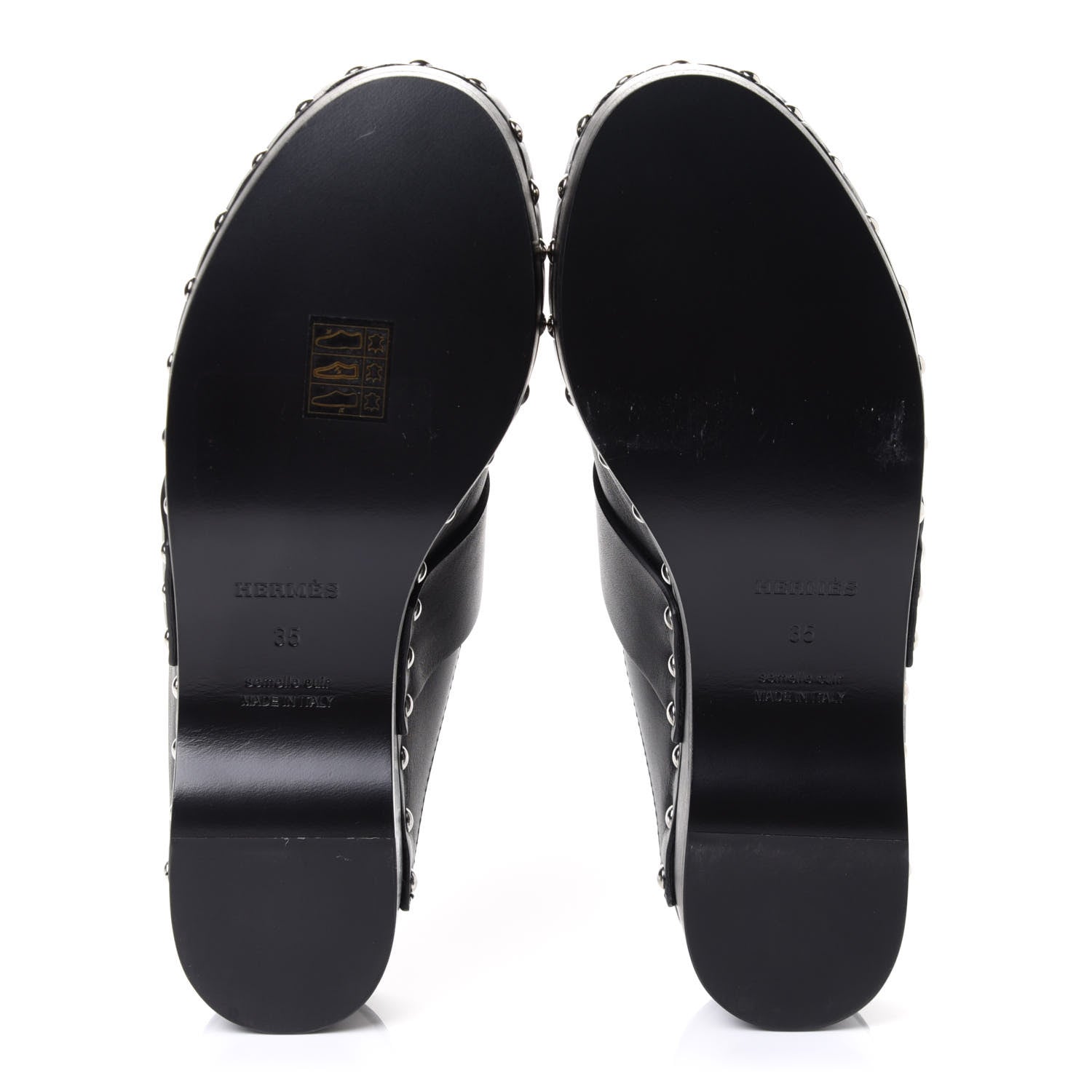 Hermes Calfskin Calya Mules 35 Black 4 of 4