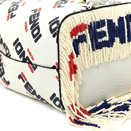Fendi X FILA Calfskin F is Fendi Mania Fringe Mini Mon Tresor Bucket Bag White 10 of 12