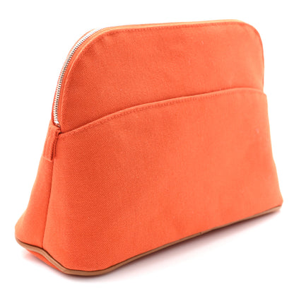 Hermes Cotton Canvas Bolide Travel Cosmetic Pouch MM Feu 3 of 6