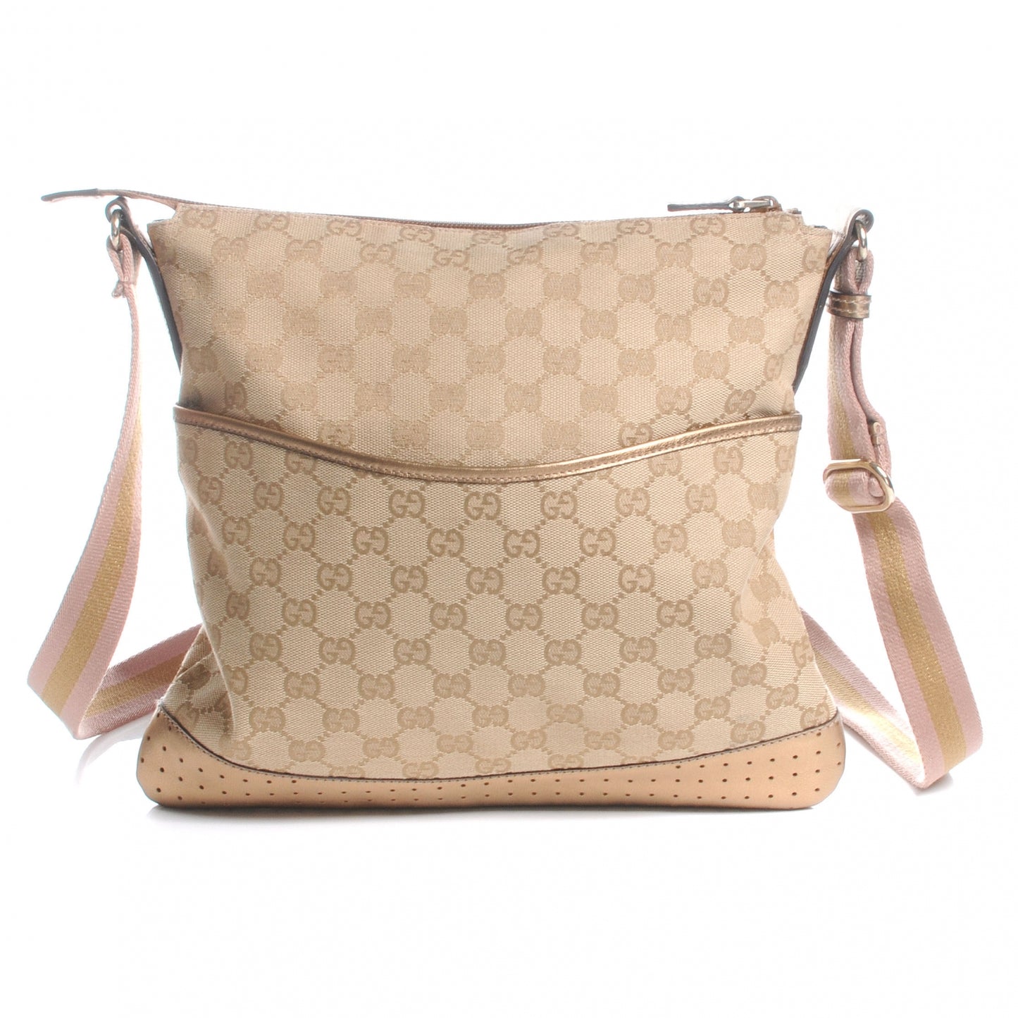 Monogram Calfskin Perforated Medium Flat Messenger Bag Pink