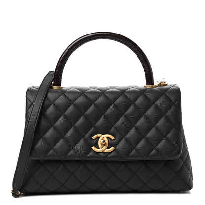 Chanel Caviar Lizard Embossed Quilted Small Coco Handle Flap Black 1 of 10