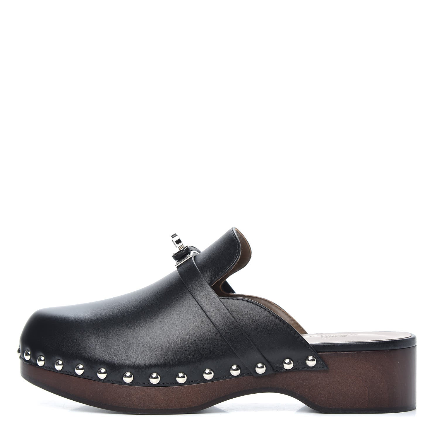 Hermes Calfskin Carlotta Mules 37 Black 1 of 8