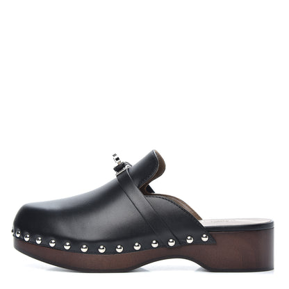 Hermes Calfskin Carlotta Mules 37 Black 1 of 8