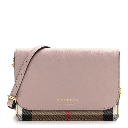 Burberry Grained Calfskin House Check Tartan Mix Hampshire Wallet On Chain Pink 1 of 10