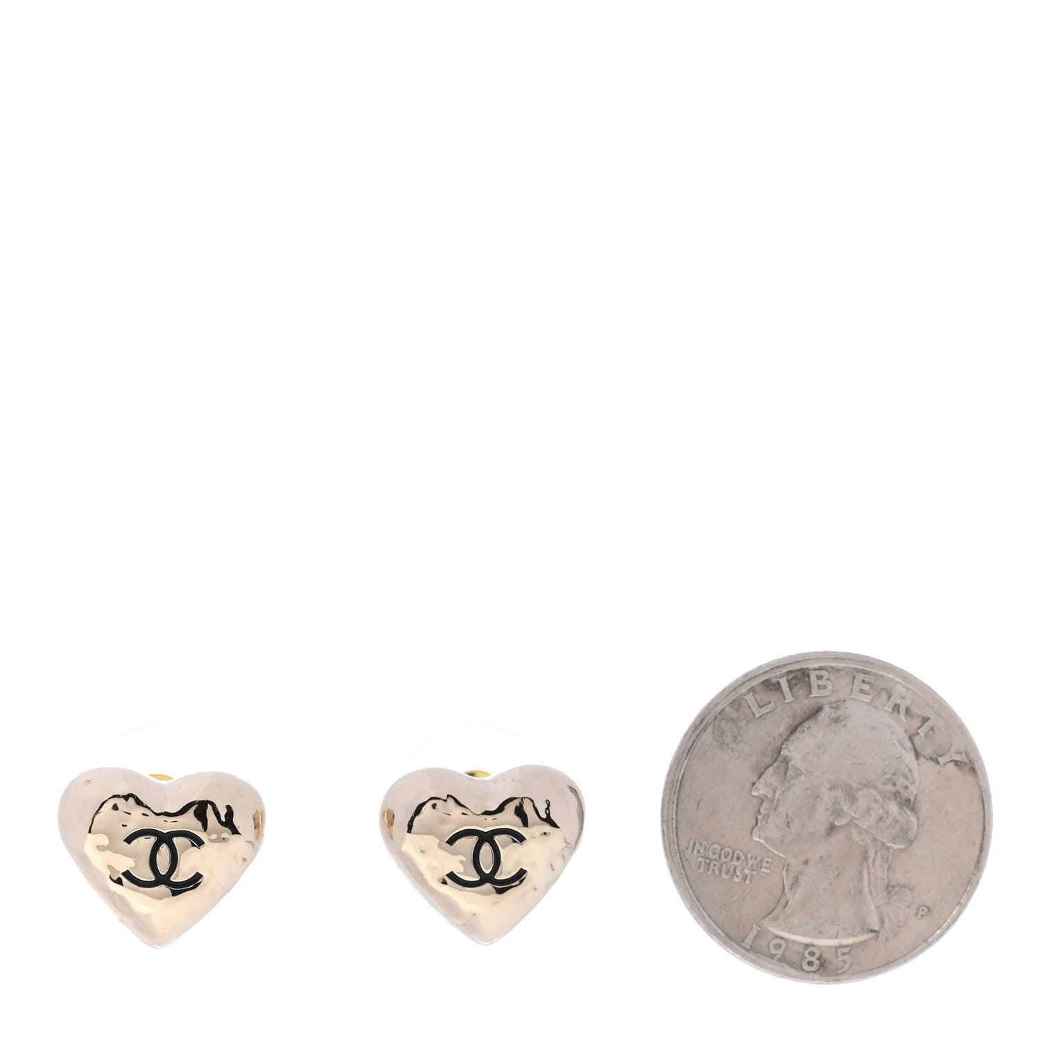 Chanel CC Heart Earrings Gold 2 of 4