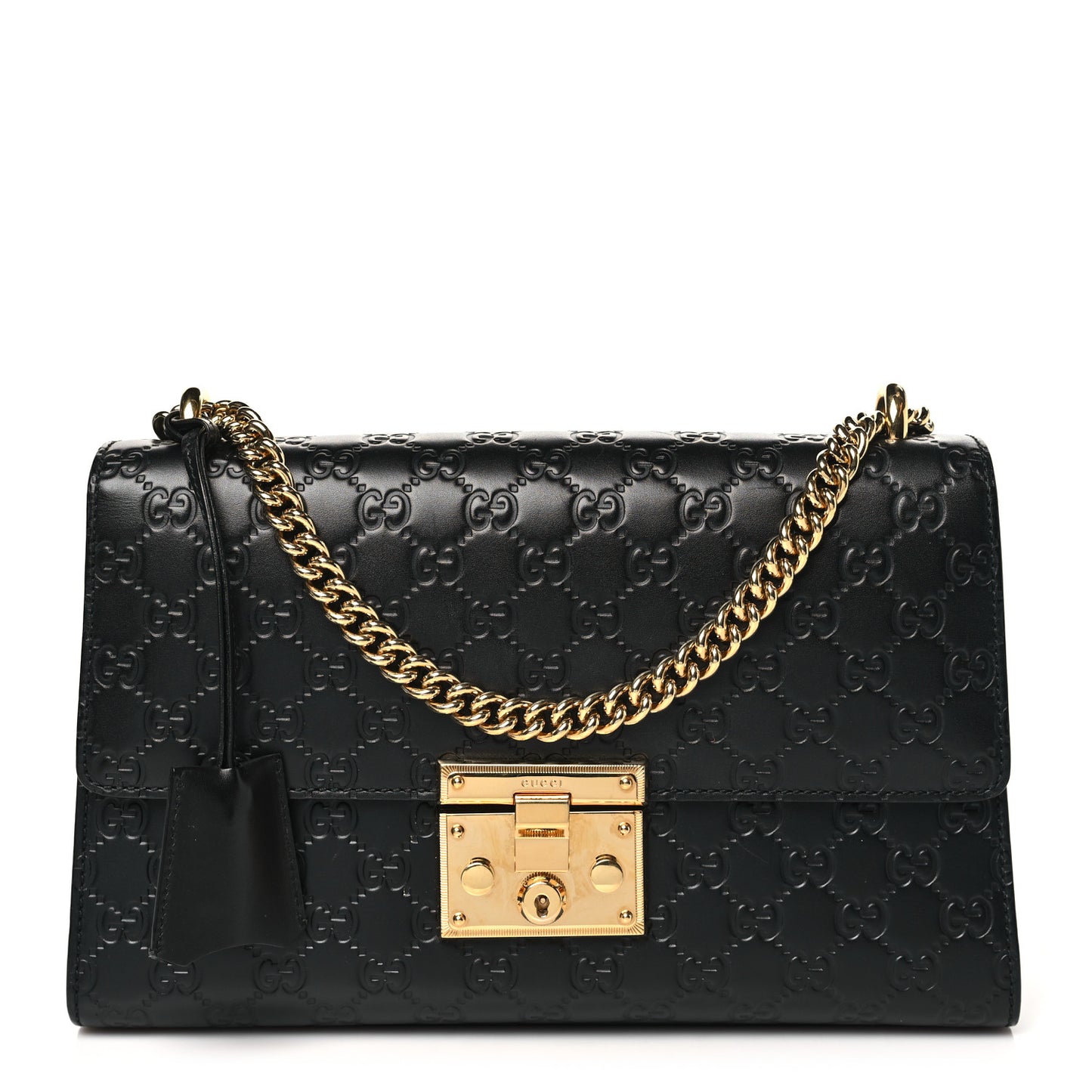Guccissima Medium Padlock Shoulder Bag Black