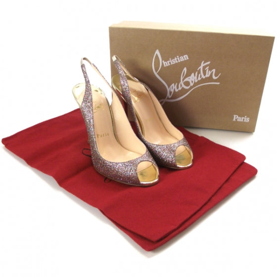 Christian Louboutin Glittered Sexy Sling 100 Stiletto Heels 5 of 7