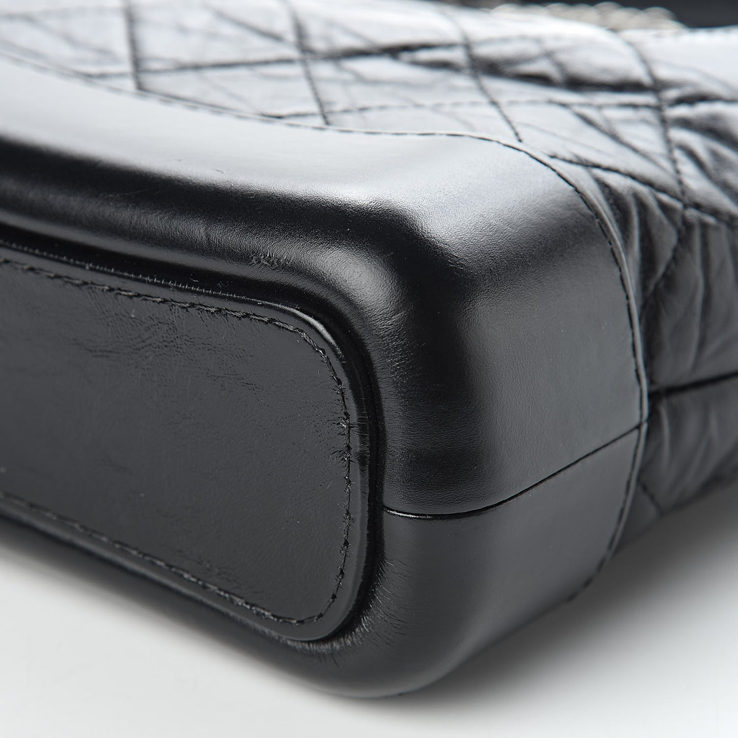 Aged Calfskin Quilted Small Gabrielle Hobo Black