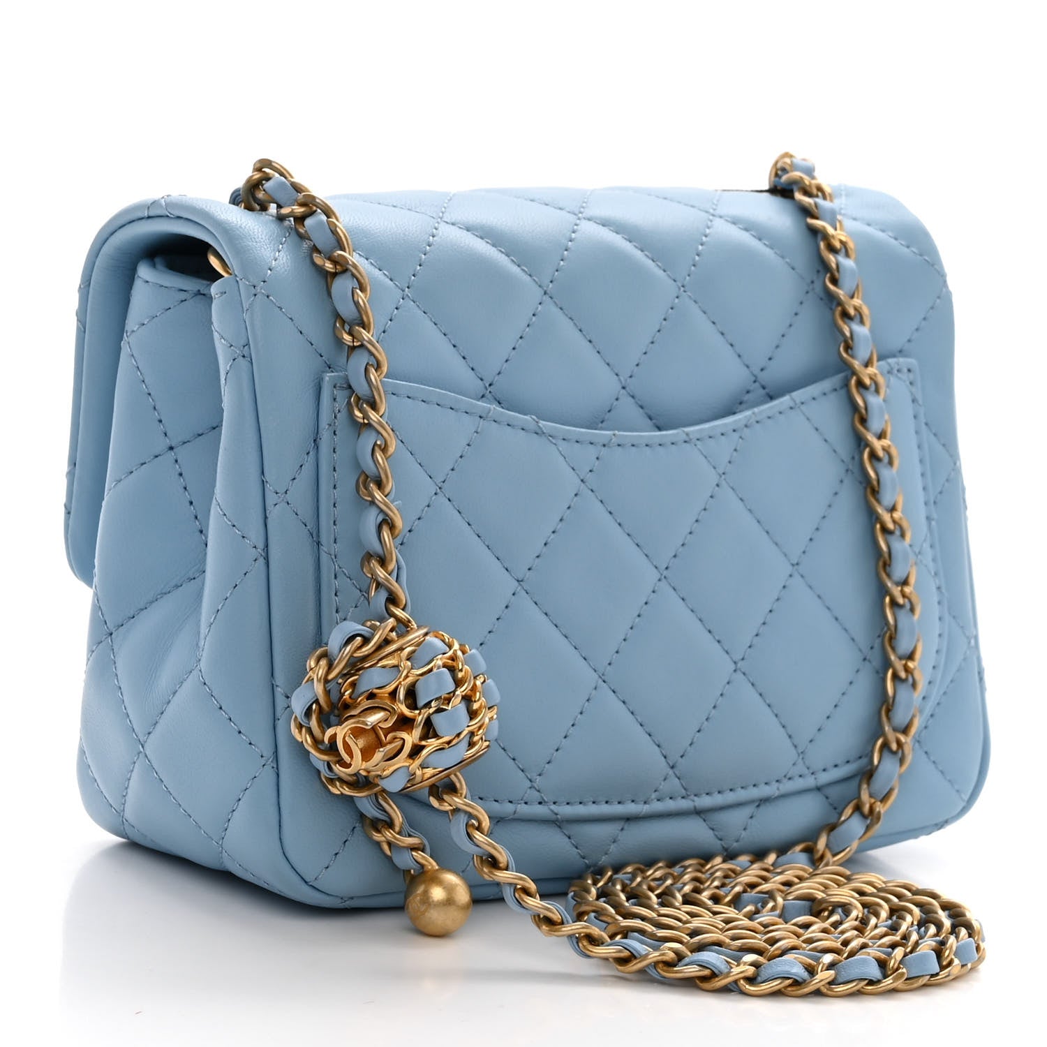Chanel Lambskin Quilted Mini Pearl Crush Flap Light Blue 3 of 11