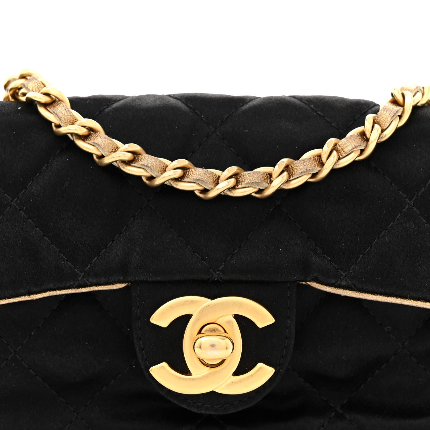 Chanel Satin Quilted Extra Mini Flap Black Gold 8 of 11