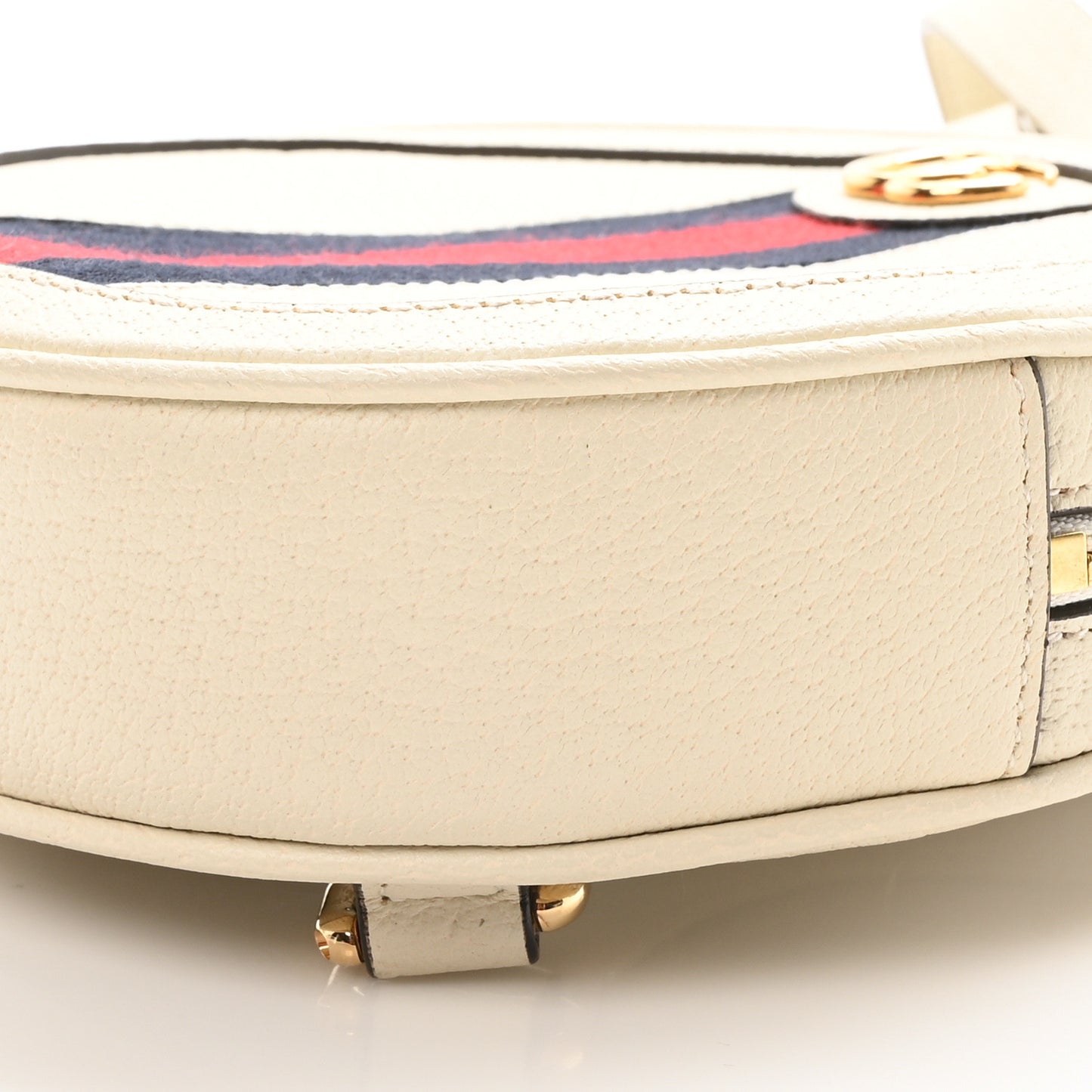 Textured Calfskin Web Mini Ophidia Round Backpack Mystic White