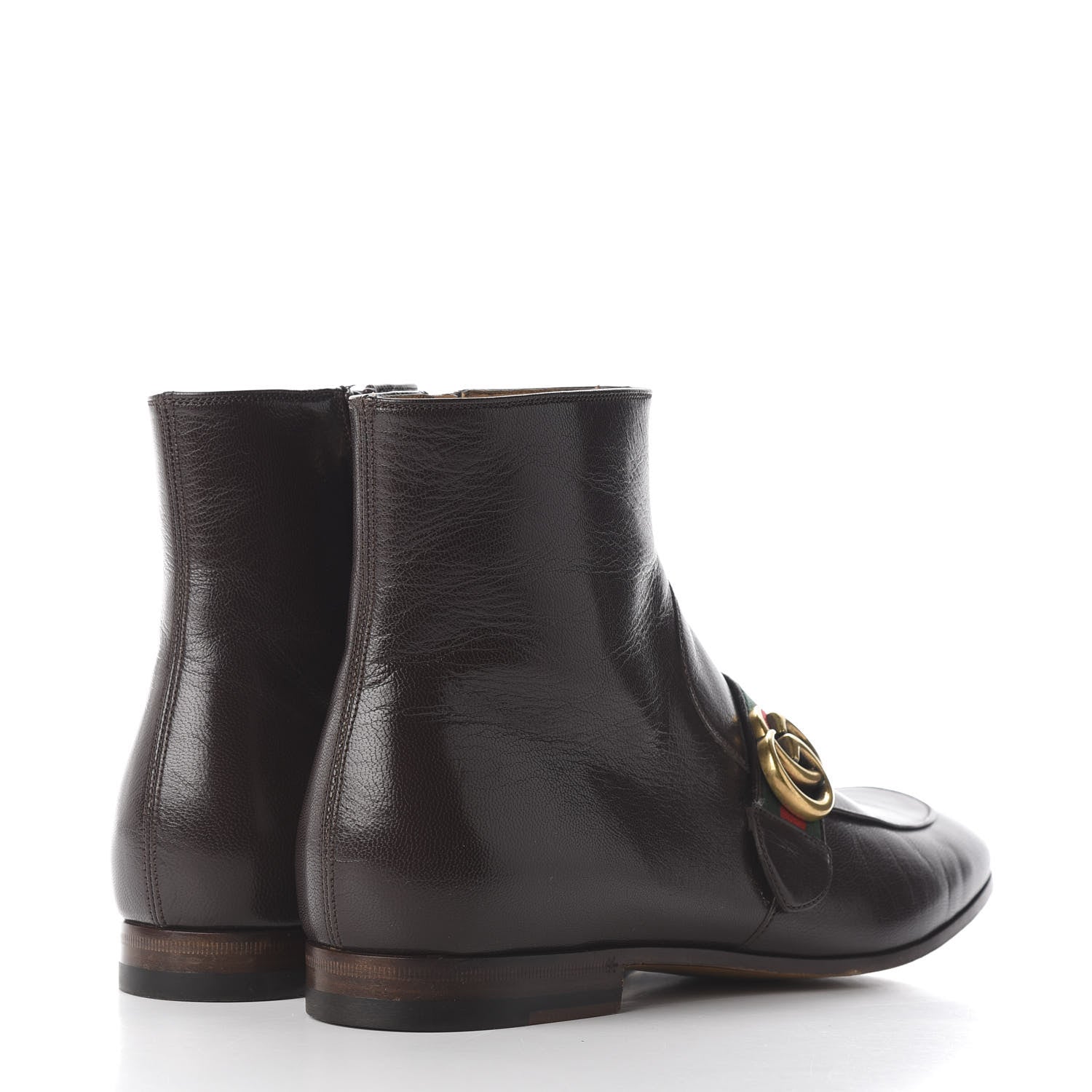 Gucci Goatskin Web Mens GG Ankle Boots 8 Cocoa 4 of 11