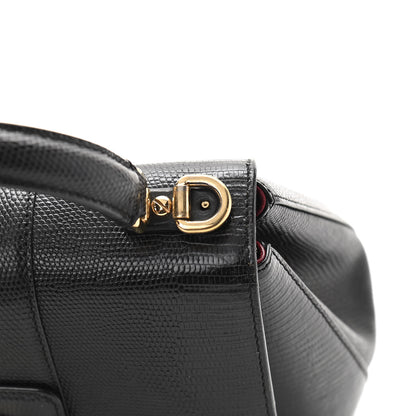 Dolce & Gabbana Calfskin Iguana Embossed Small Lucia Satchel Black 10 of 10