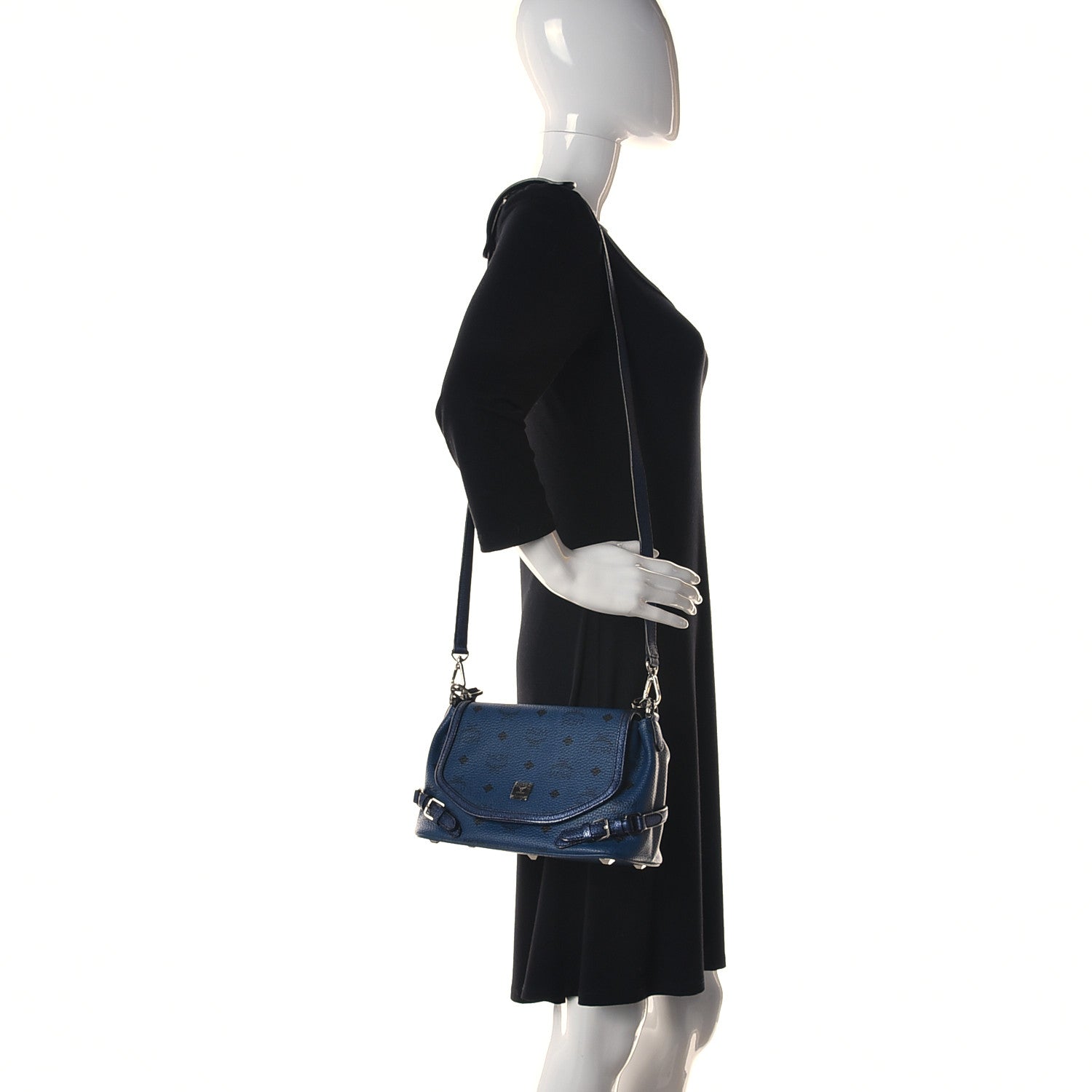 MCM Visetos Crossbody Flap Messenger Blue 2 of 13