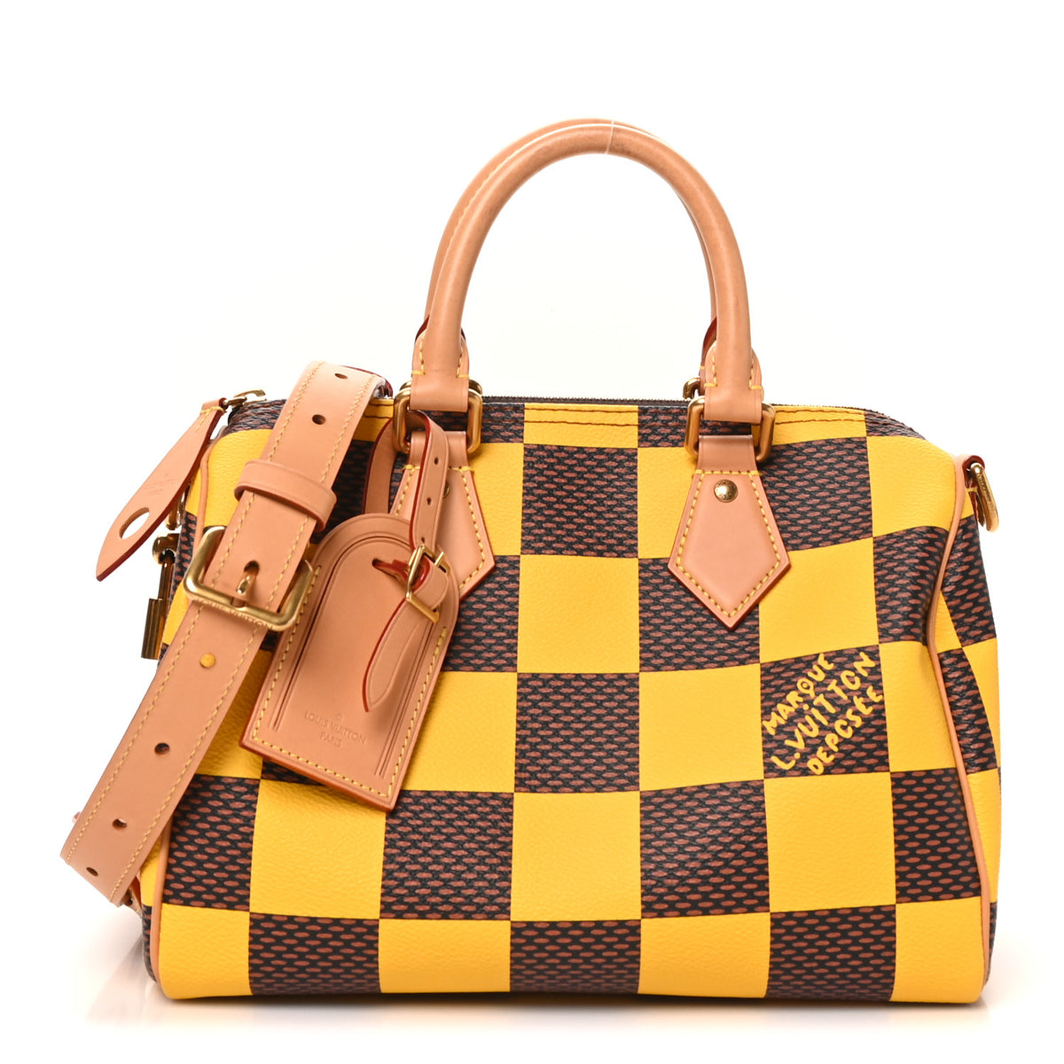 Damier Pop Speedy Bandouliere 25 Jaune Mat