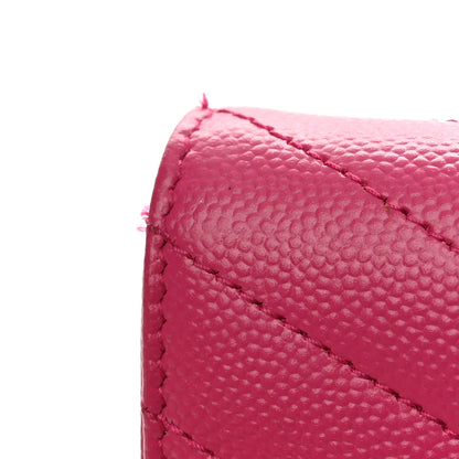 Saint Laurent Grain De Poudre Matelasse Chevron Monogram Envelope Chain Wallet Fresh Fuchsia 10 of 10