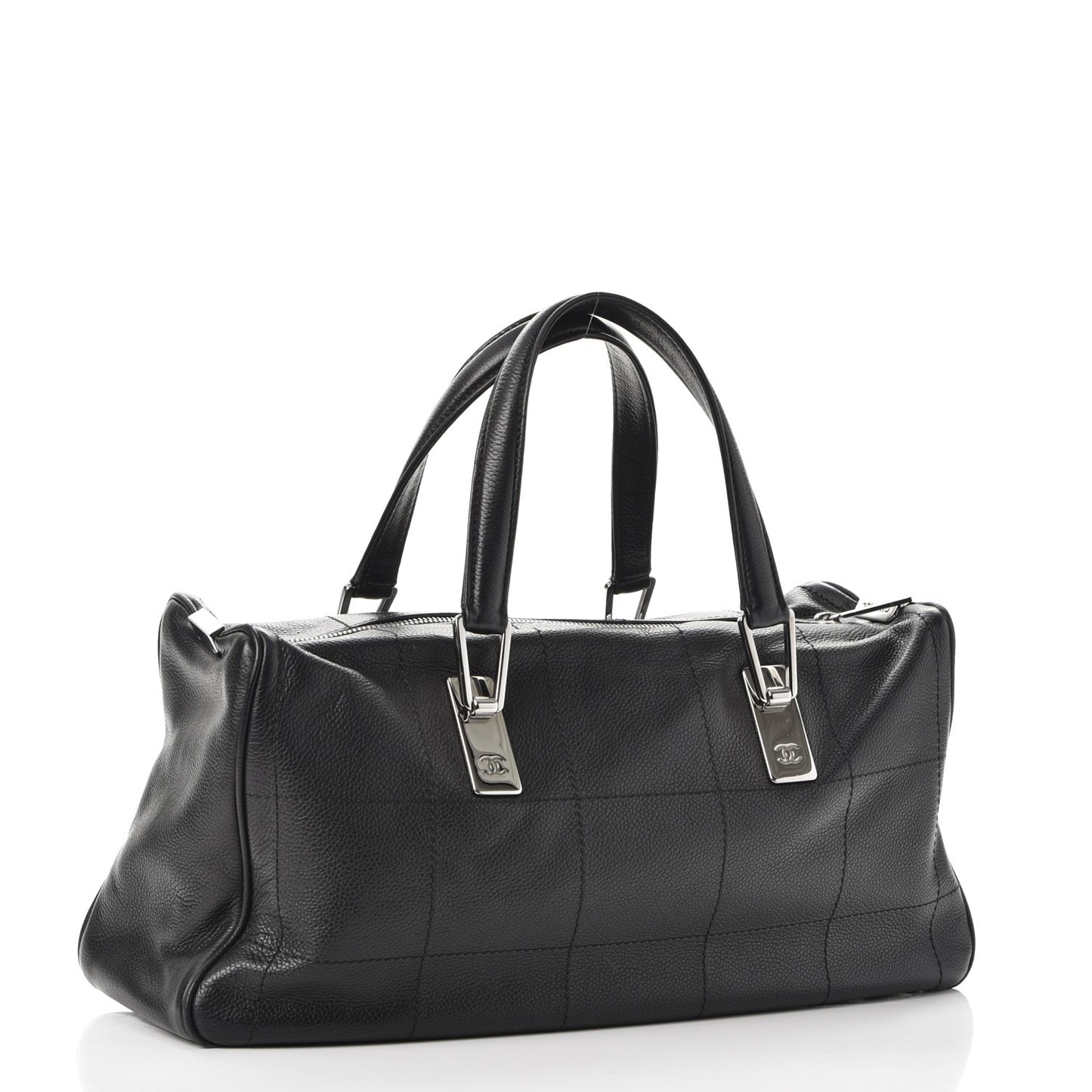 Caviar Square Stitched Satchel Black