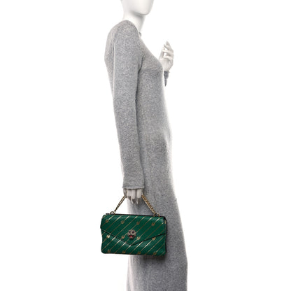 Gucci Calfskin Diagonal GG Medium Thiara Double Envelope Shoulder Bag Emerald Green Black 2 of 13