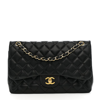 Chanel Lambskin Quilted Jumbo Double Flap Black 1 of 14