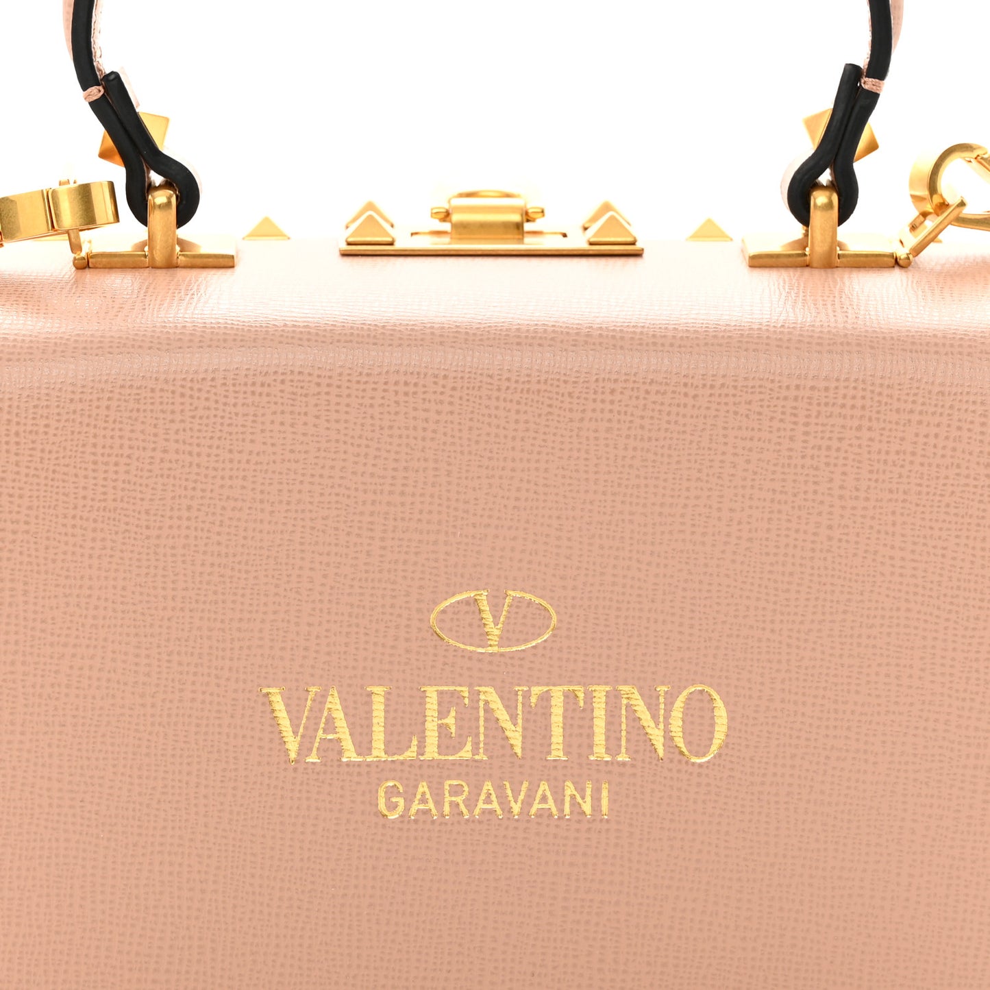 Grainy Calfskin Rockstud Alcove Box Top-Handle Bag Rose Cannelle