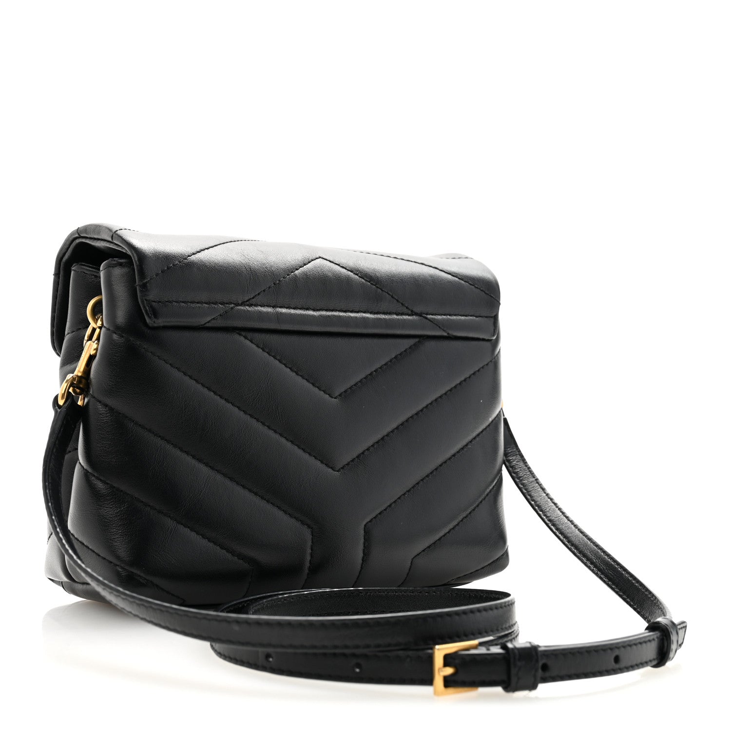 Saint Laurent Calfskin Y Quilted Monogram Toy Loulou Crossbody Bag Black 3 of 11
