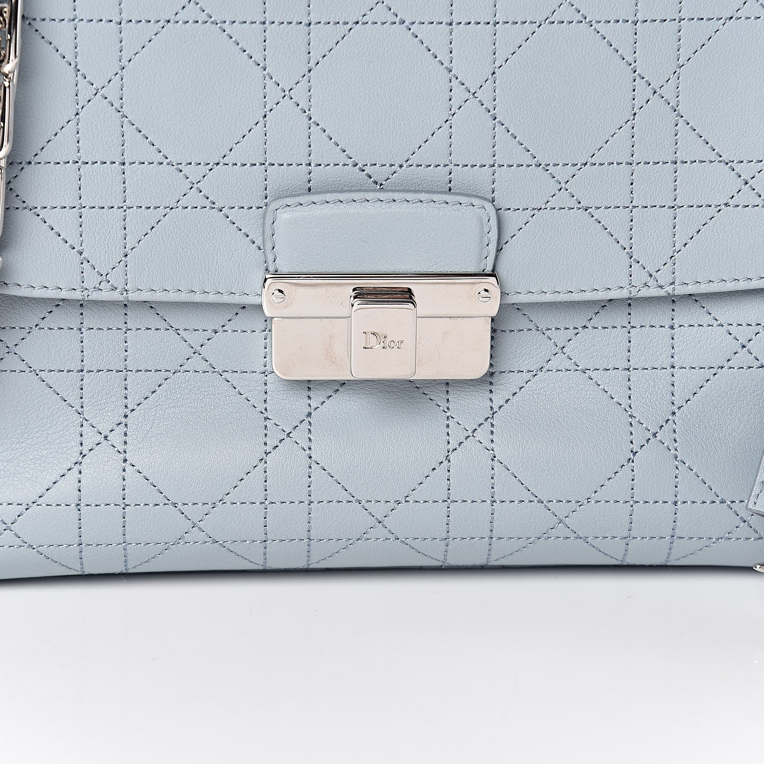 Christian Dior Calfskin Cannage Stitched Small Diorling Blue Porcelain 10 of 10