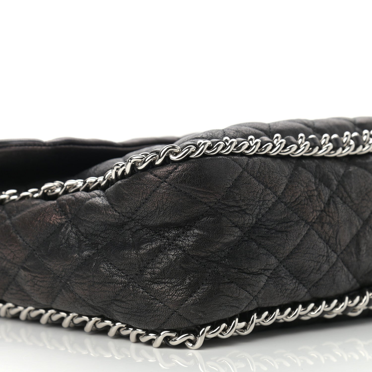 Chanel Washed Lambskin Quilted Maxi Chain Around Flap Black 9 of 10