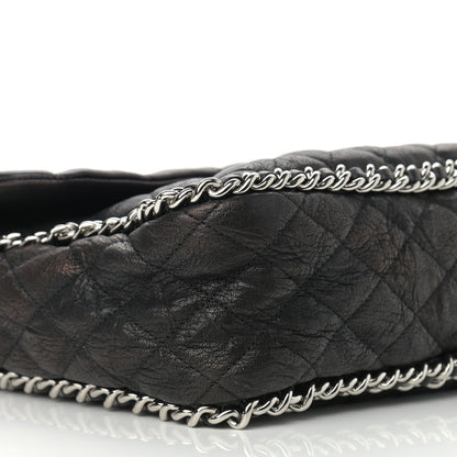 Chanel Washed Lambskin Quilted Maxi Chain Around Flap Black 9 of 10