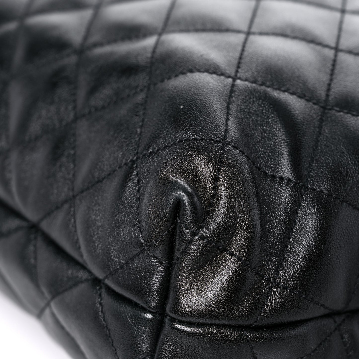 Lambskin Quilted Maxi Icare Shopping Tote Black