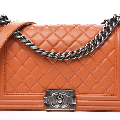 Chanel Lambskin Quilted Medium Boy Flap Orange 12 of 12
