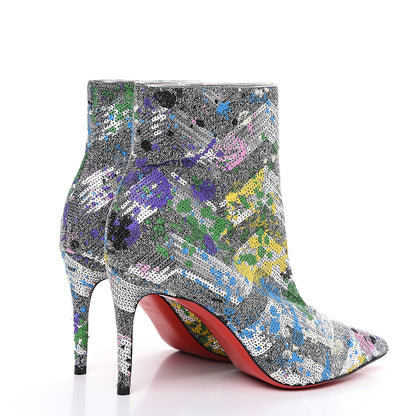 Christian Louboutin Paillette Splash So Kate Booty 85 Ankle Boots 37.5 Silver Multicolor 4 of 8