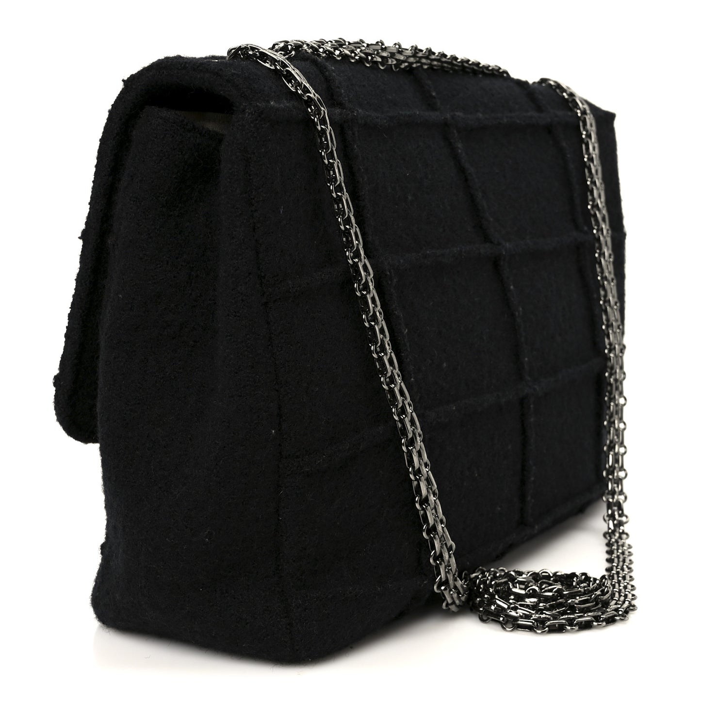 Wool Jumbo Chocolate Bar Mademoiselle Flap Black