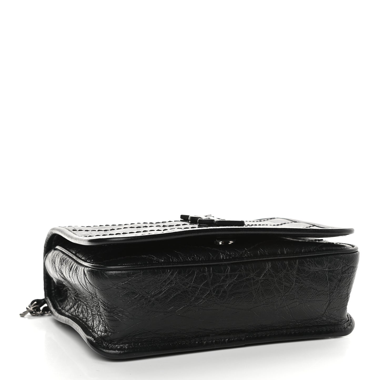 Crinkled Calfskin Matelasse Monogram Niki Chain Wallet Black