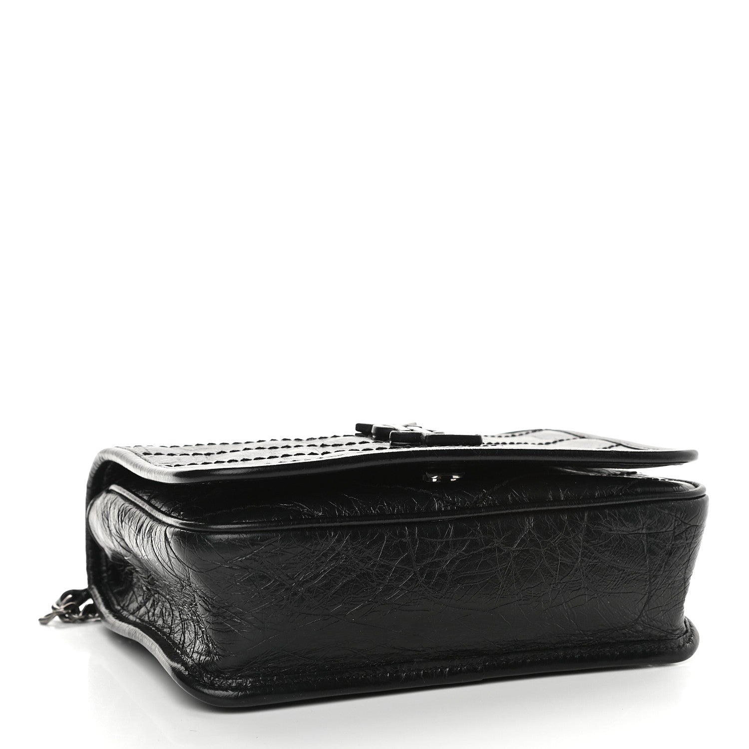 Saint Laurent Crinkled Calfskin Matelasse Monogram Niki Chain Wallet Black 4 of 10