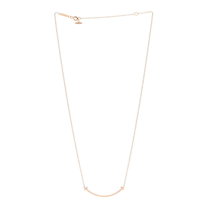 Tiffany 18K Rose Gold Small T Smile Pendant Necklace 3 of 5