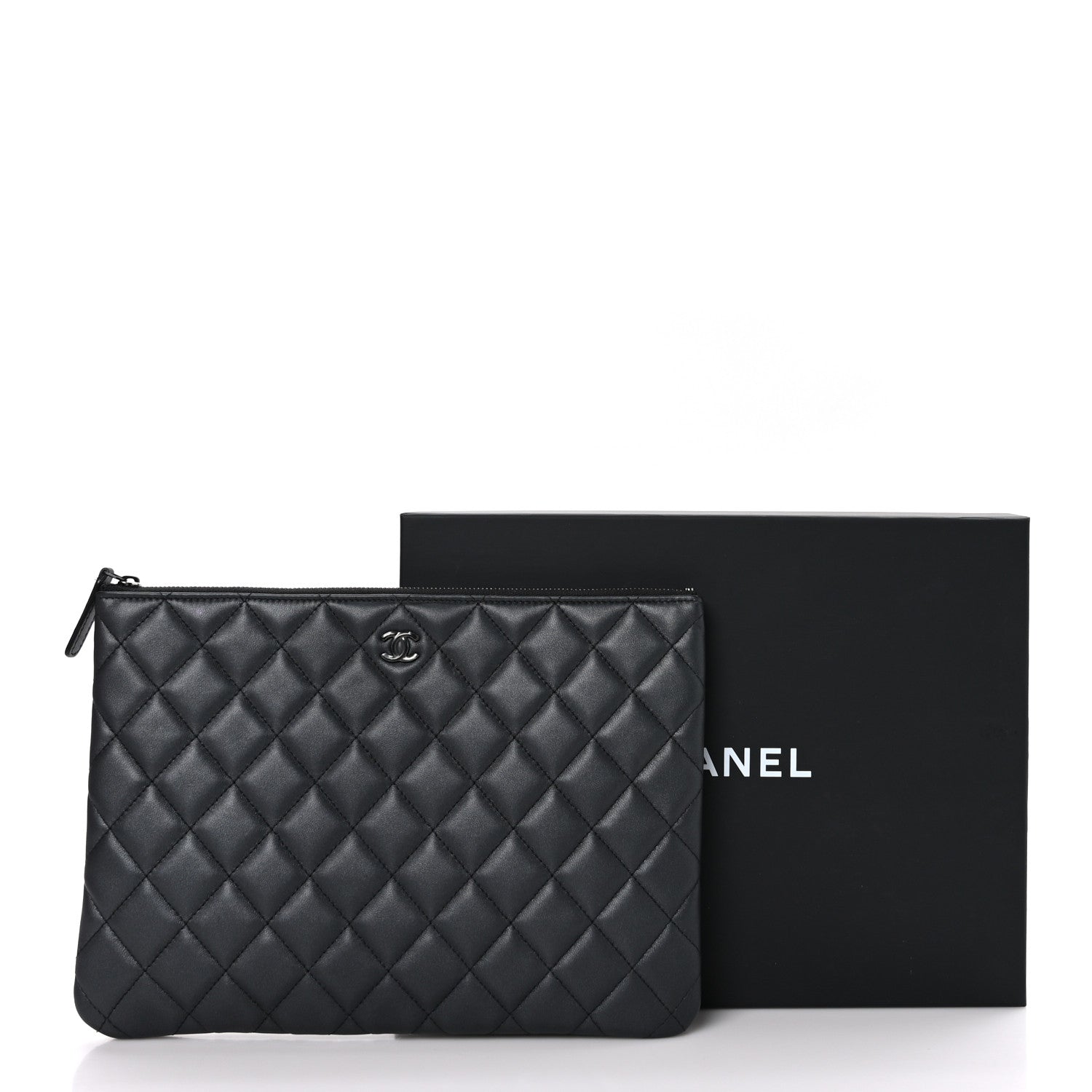 Chanel Lambskin Quilted Medium Cosmetic Case So Black 10 of 10