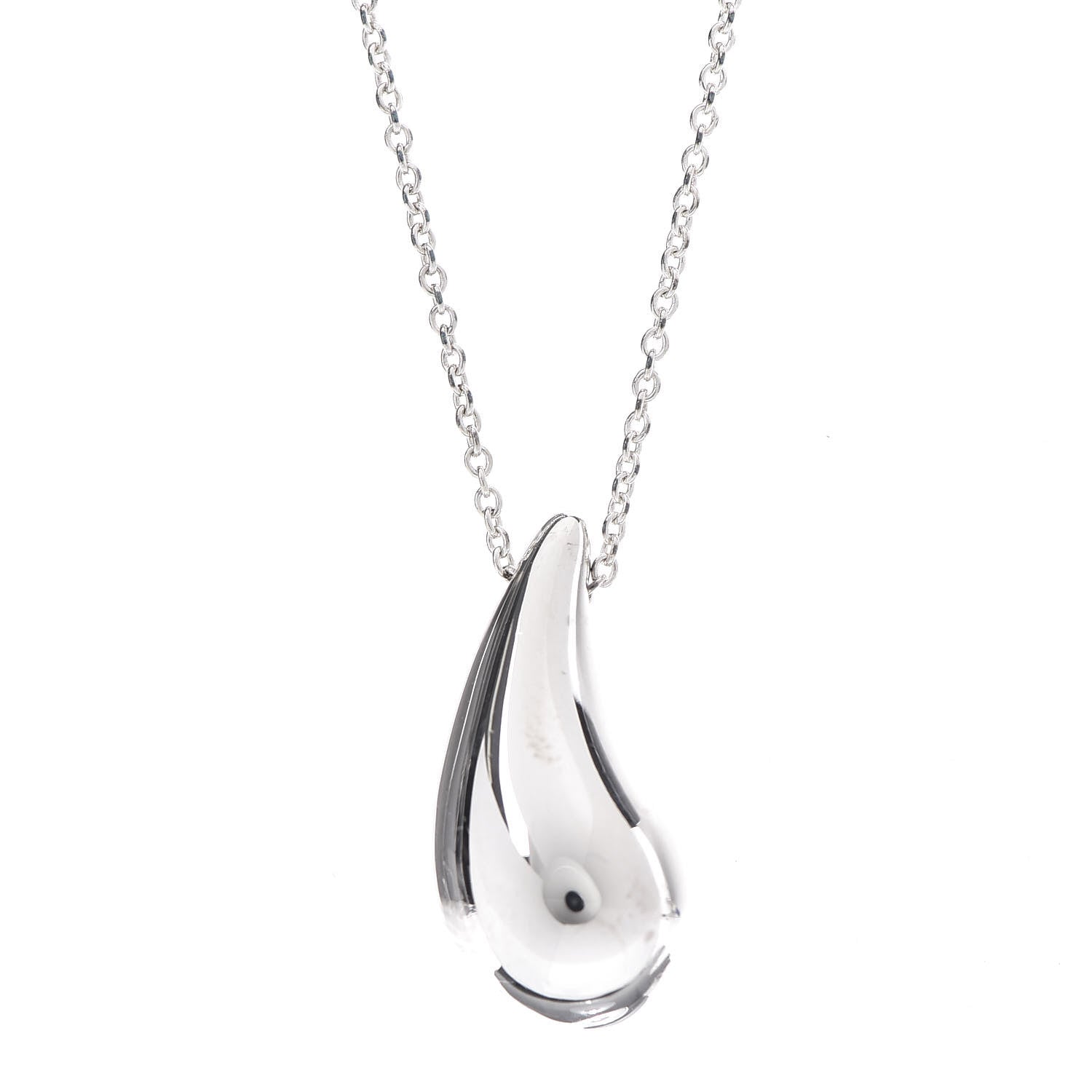 Tiffany Sterling Silver 22mm Elsa Peretti Teardrop Pendant Necklace 7 of 7