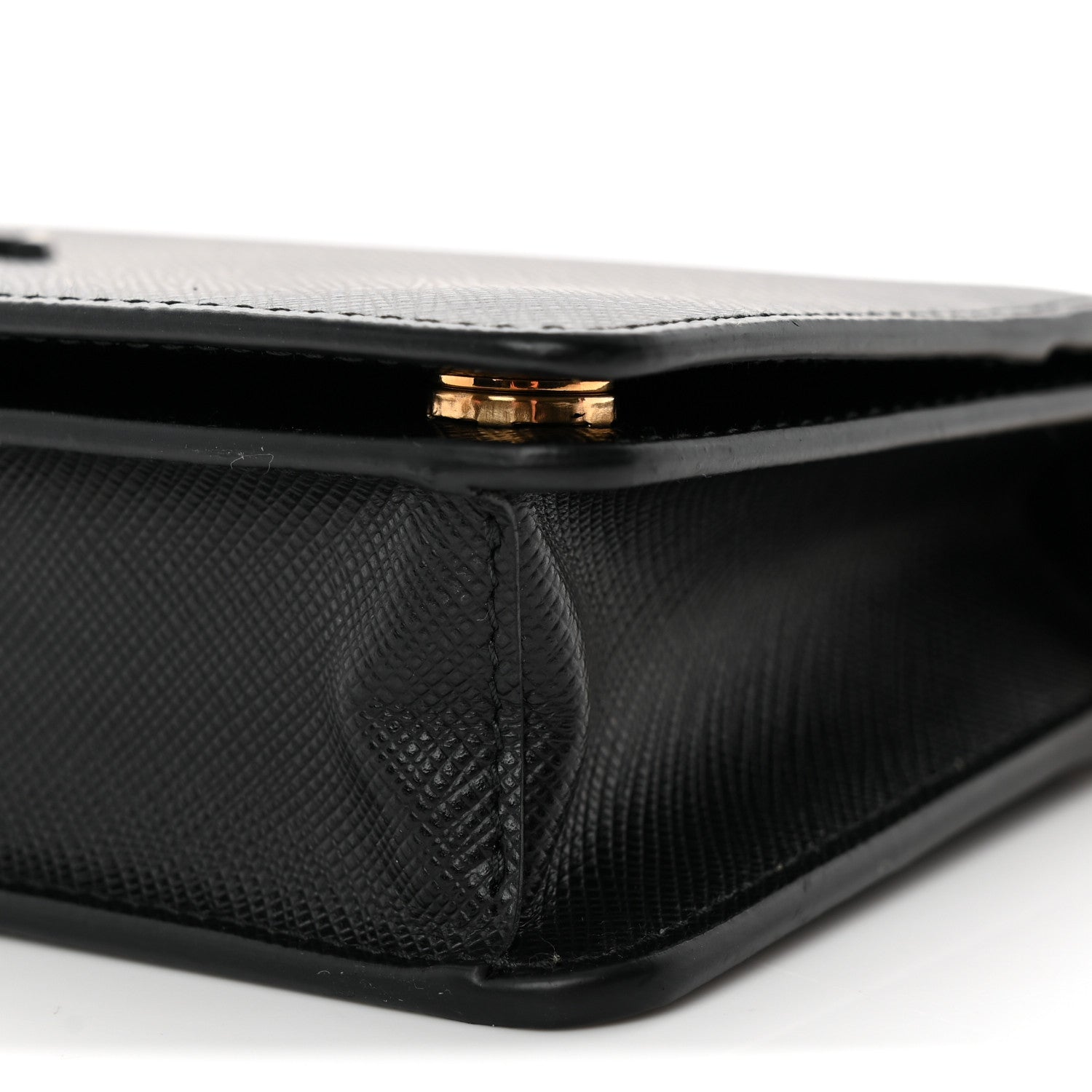 Prada Saffiano Shine Monochrome Mini Flap Crossbody Wristlet Bag Black 8 of 8