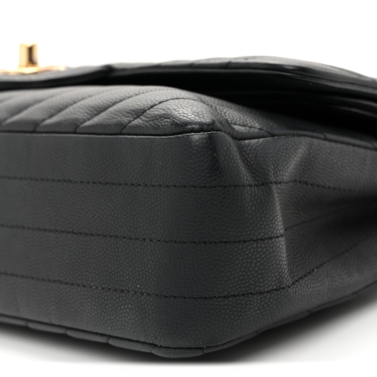 Chanel Matte Caviar Chevron Quilted Medium Double Flap Black 10 of 10
