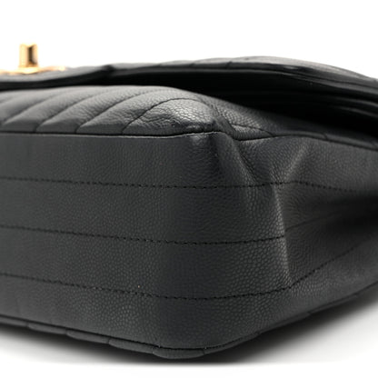 Chanel Matte Caviar Chevron Quilted Medium Double Flap Black 10 of 10
