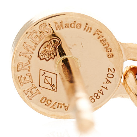 Hermes 18K Rose Gold Kelly Clochette Earrings 4 of 6