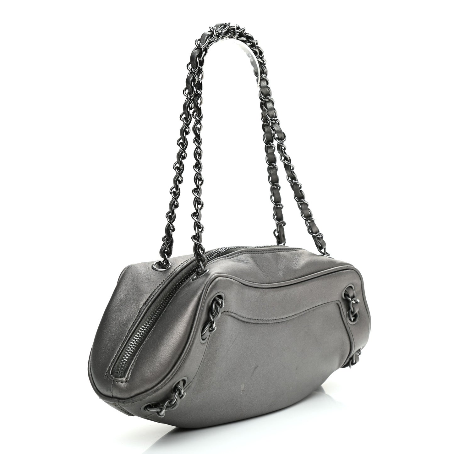 Metallic Lambskin Tassel Shoulder Bag Silver