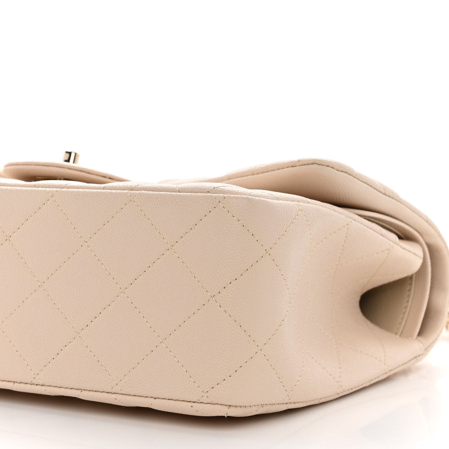 Caviar Quilted Jumbo Double Flap Light Beige