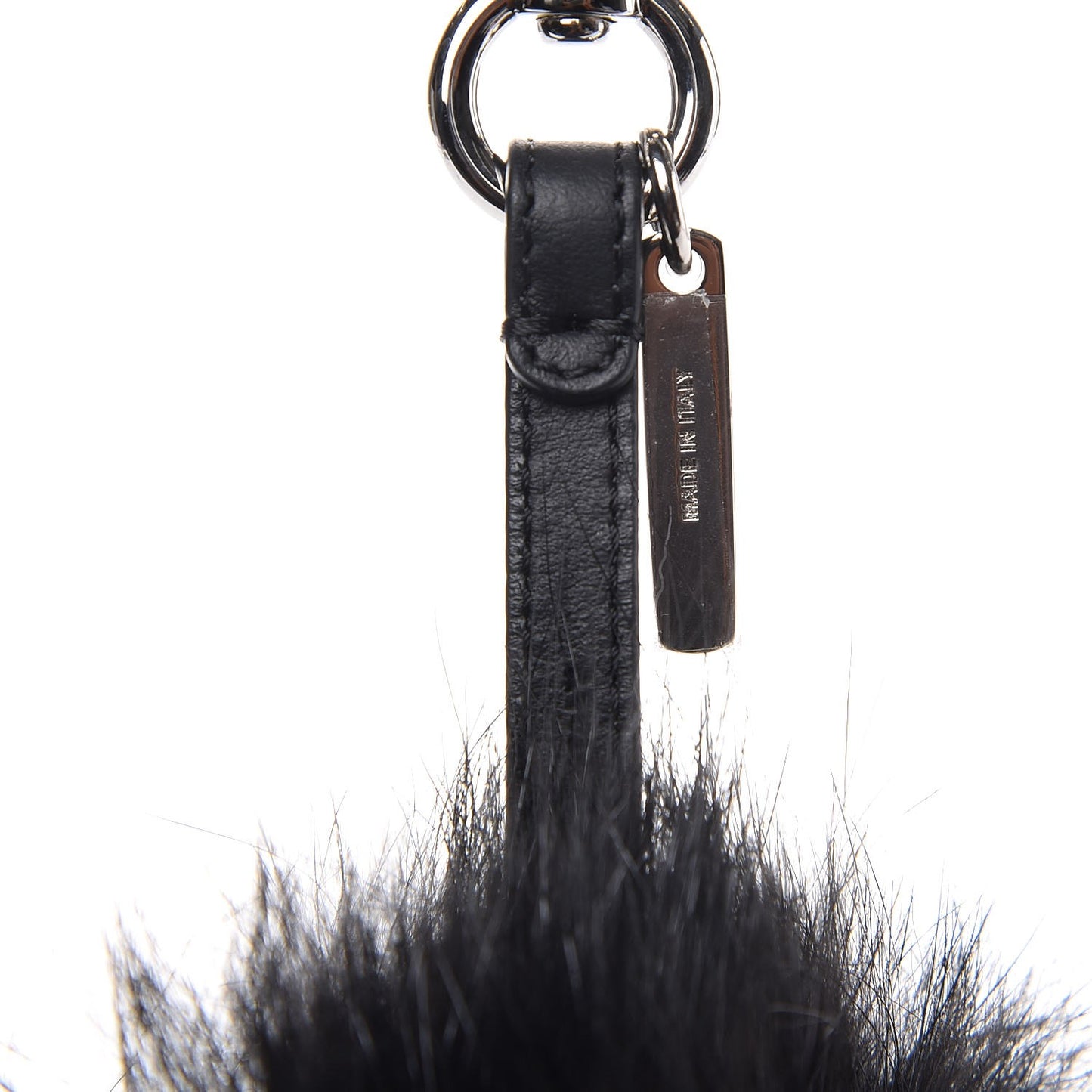 Mink Fur Crystal Eyed Striped Aristocrats Monster Bag Bug Charm Black White