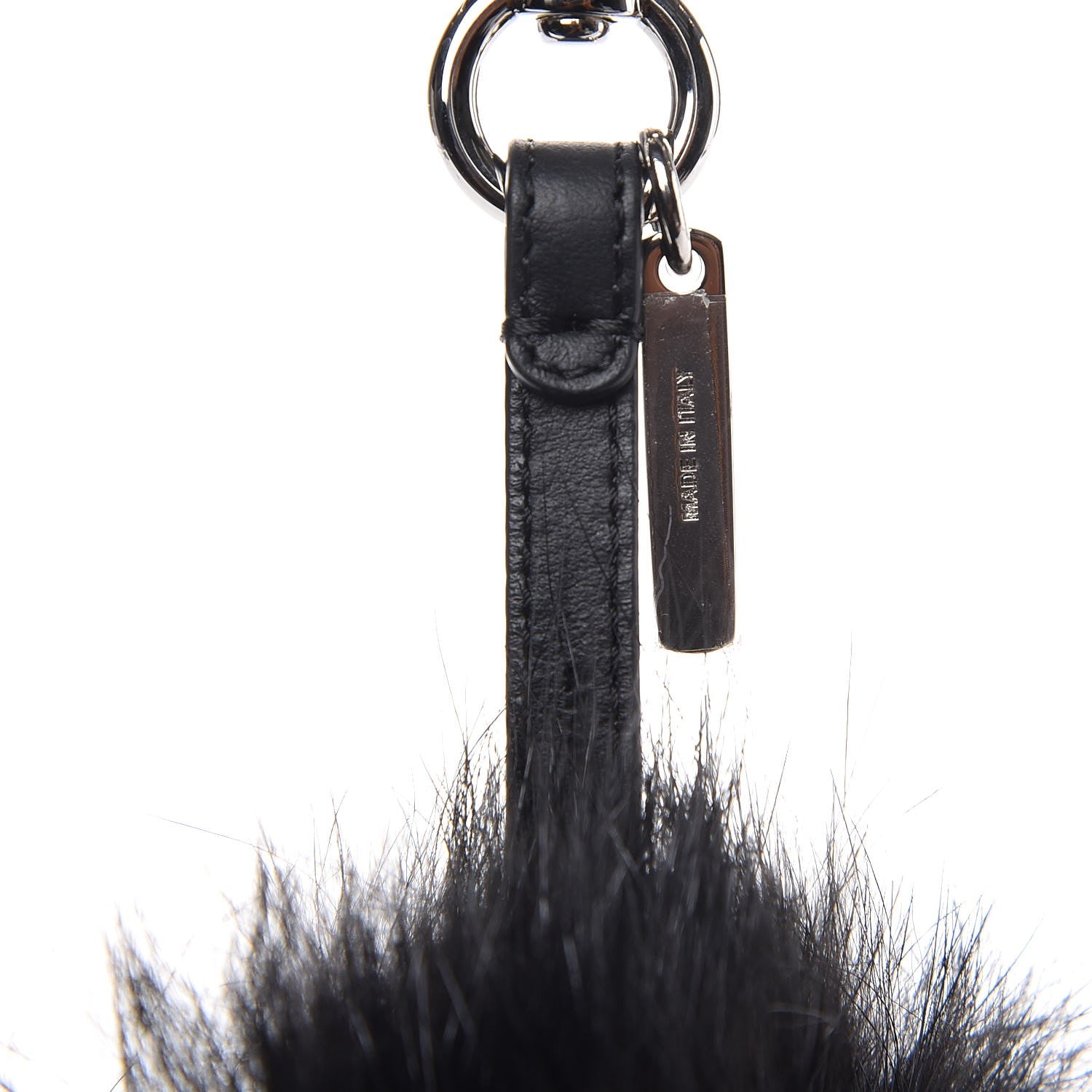Fendi Mink Fur Crystal Eyed Striped Aristocrats Monster Bag Bug Charm Black White 3 of 5